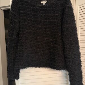 Elegant Black Fuzzy Sweater